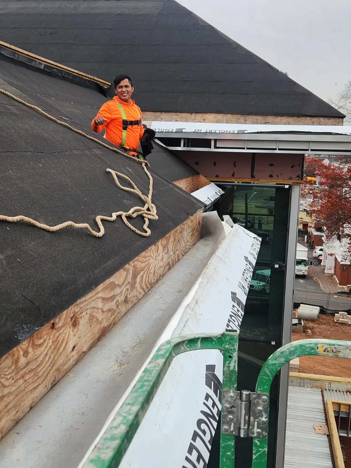 Roofing crew working on a residential project in New Jersey